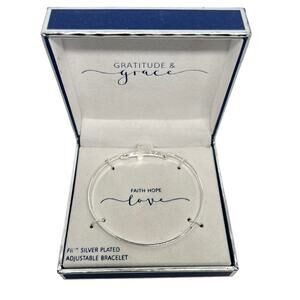 Gratitude & Grace silver plated Christian Cross bracelet in gift box